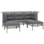 Set de muebles de jardín 7 pzas y cojines ratán sintético gris de vidaXL, Conjuntos de jardín - Ref: Foro24-3187554, Precio: ...