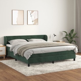 Box spring bed with dark green velvet mattress 160x200 cm by , Beds and slatted bases - Ref: Foro24-3127562, Price: 501,94 €,...