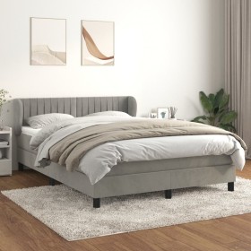 Box spring bed with light gray velvet mattress 140x190 cm by , Beds and slatted bases - Ref: Foro24-3127607, Price: 433,03 €,...