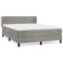 Box spring bed with light gray velvet mattress 140x200 cm by , Beds and slatted bases - Ref: Foro24-3127613, Price: 439,76 €,...