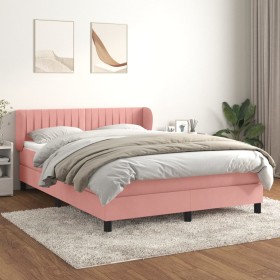 Box spring bed with pink velvet mattress 140x200 cm by , Beds and slatted bases - Ref: Foro24-3127618, Price: 430,41 €, Disco...