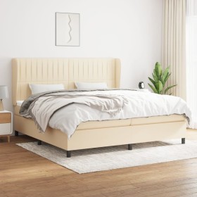 Box spring bed with cream fabric mattress 200x200 cm by , Beds and slatted bases - Ref: Foro24-3128154, Price: 686,92 €, Disc...