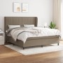 Box spring bed with taupe gray fabric mattress 160x200 cm by , Beds and slatted bases - Ref: Foro24-3128137, Price: 623,86 €,...