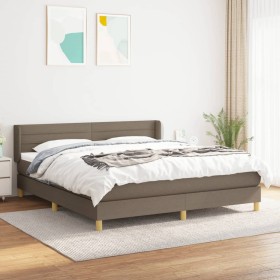 Box spring bed with taupe gray fabric mattress 160x200 cm by , Beds and slatted bases - Ref: Foro24-3130365, Price: 506,97 €,...