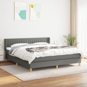 Cama box spring con colchón tela gris oscuro 160x200 cm de , Camas y somieres - Ref: Foro24-3130442, Precio: 479,99 €, Descue...