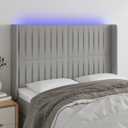 Light gray fabric headboard with LED 147x16x118/128 cm by , Headboards and footboards - Ref: Foro24-3124284, Price: 125,68 €,...