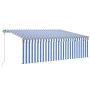 Automatic retractable awning with blind 4.5x3 m blue and white by vidaXL, Awnings - Ref: Foro24-3069446, Price: 466,03 €, Dis...