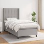 Box spring bed with light gray fabric mattress 100x200 cm by , Beds and slatted bases - Ref: Foro24-3131569, Price: 380,99 €,...