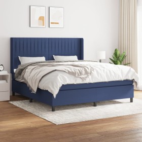 Cama box spring con colchón tela azul 160x200 cm de , Camas y somieres - Ref: Foro24-3131607, Precio: 590,99 €, Descuento: %