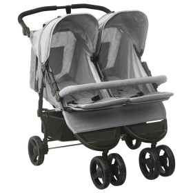 Doppelwagen aus hellgrauem Stahl von vidaXL, Kinderwagen - Ref: Foro24-10241, Preis: 276,99 €, Rabatt: %