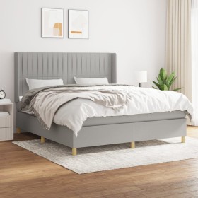 Box spring bed with light gray fabric mattress 160x200 cm by , Beds and slatted bases - Ref: Foro24-3132161, Price: 578,22 €,...