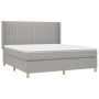 Cama box spring con colchón tela gris claro 160x200 cm de , Camas y somieres - Ref: Foro24-3132161, Precio: 580,24 €, Descuen...