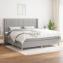 Cama box spring con colchón tela gris claro 200x200 cm de , Camas y somieres - Ref: Foro24-3132177, Precio: 638,82 €, Descuen...