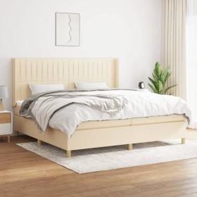 Box spring bed with cream fabric mattress 200x200 cm by , Beds and slatted bases - Ref: Foro24-3132182, Price: 687,78 €, Disc...