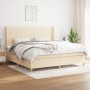 Cama box spring con colchón tela color crema 200x200 cm de , Camas y somieres - Ref: Foro24-3132182, Precio: 714,86 €, Descue...