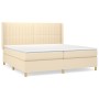 Cama box spring con colchón tela color crema 200x200 cm de , Camas y somieres - Ref: Foro24-3132182, Precio: 714,86 €, Descue...