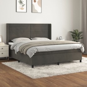 Box spring bed with dark gray velvet mattress 160x200 cm by , Beds and slatted bases - Ref: Foro24-3132748, Price: 576,18 €, ...