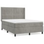 Box spring bed with light gray velvet mattress 140x190 cm by , Beds and slatted bases - Ref: Foro24-3132795, Price: 566,26 €,...