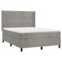 Box spring bed with light gray velvet mattress 140x190 cm by , Beds and slatted bases - Ref: Foro24-3132795, Price: 566,26 €,...