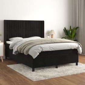 Cama box spring con colchón terciopelo negro 140x190 cm de , Camas y somieres - Ref: Foro24-3132797, Precio: 507,99 €, Descue...