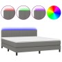 Cama box spring colchón y luces LED tela gris oscuro 160x200 cm de , Camas y somieres - Ref: Foro24-3133326, Precio: 487,38 €...