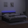 Cama box spring colchón y luces LED tela gris oscuro 160x200 cm de , Camas y somieres - Ref: Foro24-3133326, Precio: 487,38 €...