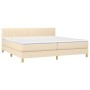 Cama box spring con colchón y LED tela crema 200x200 cm de , Camas y somieres - Ref: Foro24-3133906, Precio: 625,04 €, Descue...