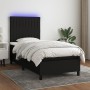 Box spring bed mattress and LED lights black fabric 100x200 cm by , Beds and slatted bases - Ref: Foro24-3135015, Price: 355,...