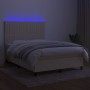 Boxspringbett-Matratze und LED-Leuchten, cremefarbener Stoff, 140 x 190 cm von , Betten und Lattenroste - Ref: Foro24-3135034...