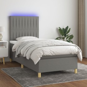 Box spring bed mattress and LED lights dark gray fabric 80x200 cm by , Beds and slatted bases - Ref: Foro24-3135550, Price: 3...