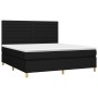 Box spring bed mattress and LED lights black fabric 160x200 cm by , Beds and slatted bases - Ref: Foro24-3135527, Price: 611,...