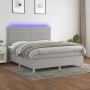 Box spring bed mattress and LED lights light gray fabric 160x200 cm by , Beds and slatted bases - Ref: Foro24-3135525, Price:...