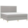 Box spring bed mattress and LED lights light gray fabric 160x200 cm by , Beds and slatted bases - Ref: Foro24-3135525, Price:...