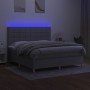 Box spring bed mattress and LED lights light gray fabric 160x200 cm by , Beds and slatted bases - Ref: Foro24-3135525, Price:...