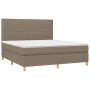 Boxspringbett mit Matratze und LED-Leuchten taupegrauer Stoff 160x200 cm von , Betten und Lattenroste - Ref: Foro24-3135609, ...