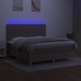 Box spring bed with mattress and LED lights taupe gray fabric 160x200 cm by , Beds and slatted bases - Ref: Foro24-3135609, P...