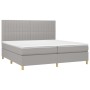 Cama box spring con colchón tela y LED gris claro 200x200 cm de , Camas y somieres - Ref: Foro24-3135621, Precio: 654,39 €, D...