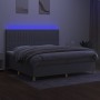 Cama box spring con colchón tela y LED gris claro 200x200 cm de , Camas y somieres - Ref: Foro24-3135621, Precio: 654,39 €, D...