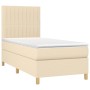 Boxspringbett-Matratze und LED-Leuchten, cremefarbener Stoff, 100 x 200 cm von , Betten und Lattenroste - Ref: Foro24-3135578...