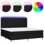 Cama box spring colchón y luces LED tela negro 200x200 cm de , Camas y somieres - Ref: Foro24-3135623, Precio: 615,67 €, Desc...