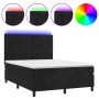 Cama box spring colchón y LED terciopelo negro 140x190 cm de , Camas y somieres - Ref: Foro24-3136241, Precio: 501,04 €, Desc...