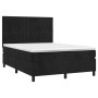 Box spring bed with mattress and LED black velvet 140x190 cm by , Beds and slatted bases - Ref: Foro24-3136241, Price: 493,03...