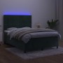 Cama box spring colchón y LED terciopelo verde oscuro 140x200cm de , Camas y somieres - Ref: Foro24-3136248, Precio: 548,95 €...