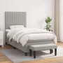 Box spring bed with light gray fabric mattress 100x200 cm by , Beds and slatted bases - Ref: Foro24-3136733, Price: 403,64 €,...