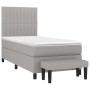 Cama box spring con colchón tela gris claro 100x200 cm de , Camas y somieres - Ref: Foro24-3136733, Precio: 384,21 €, Descuen...