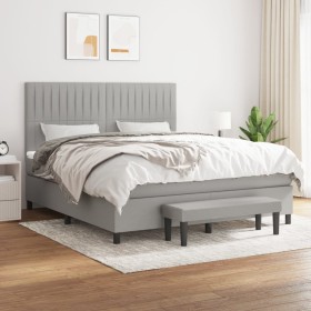 Box spring bed with light gray fabric mattress 160x200 cm by , Beds and slatted bases - Ref: Foro24-3136765, Price: 626,37 €,...