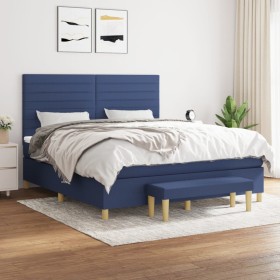 Box spring bed with blue fabric mattress 160x200 cm by , Beds and slatted bases - Ref: Foro24-3137251, Price: 604,60 €, Disco...