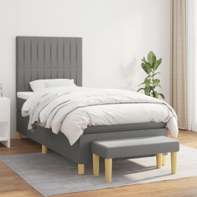 Box spring bed with dark gray fabric mattress 80x200 cm by , Beds and slatted bases - Ref: Foro24-3137270, Price: 345,59 €, D...