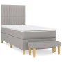 Cama box spring con colchón tela gris claro 100x200 cm de , Camas y somieres - Ref: Foro24-3137293, Precio: 379,13 €, Descuen...