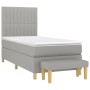 Cama box spring con colchón tela gris claro 100x200 cm de , Camas y somieres - Ref: Foro24-3137293, Precio: 379,13 €, Descuen...